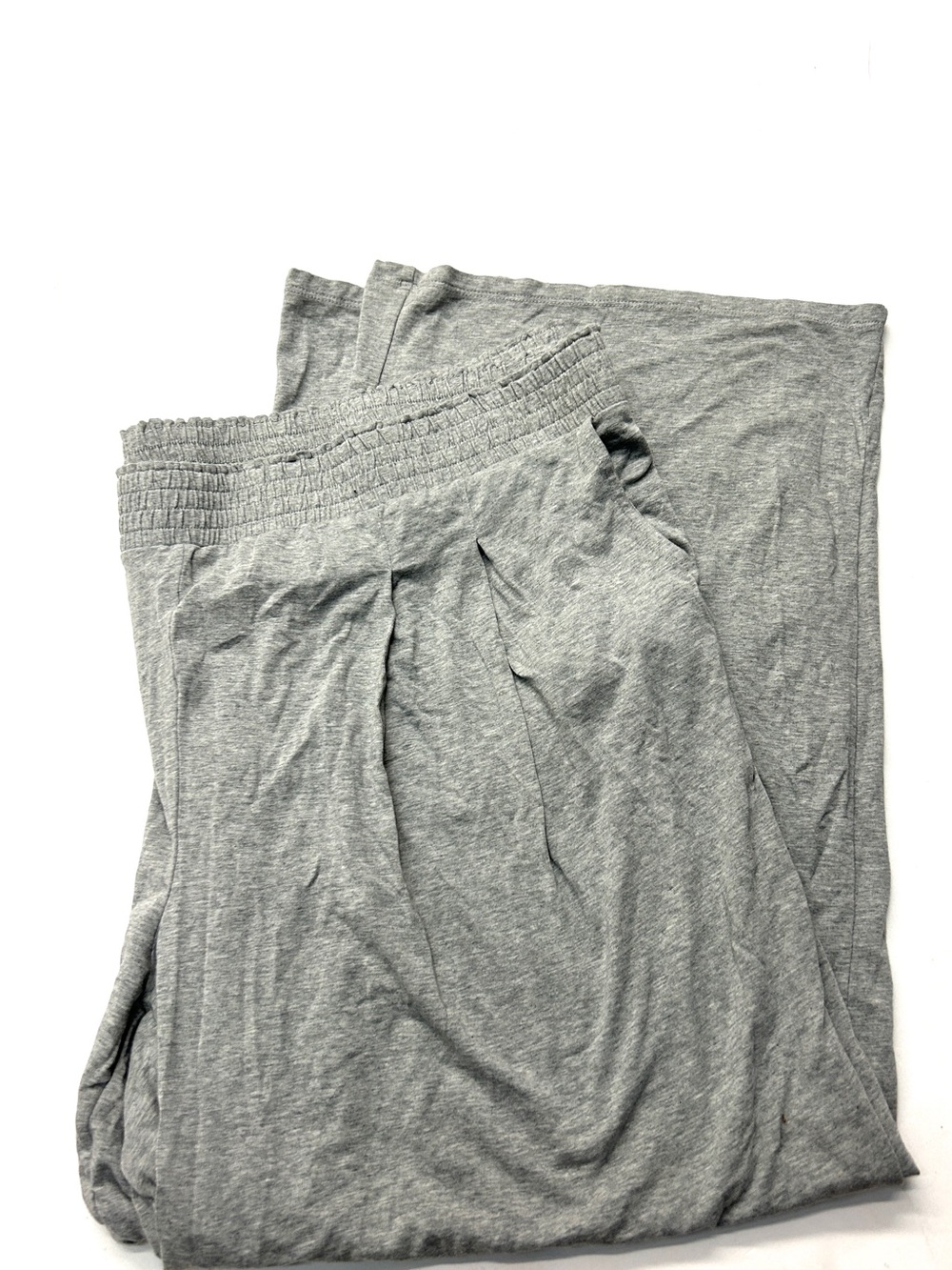 AnyBody Heather Gray Lounge Wide Leg Pants with Smocked Pleated Waist